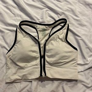 White Zip-up Sports bra